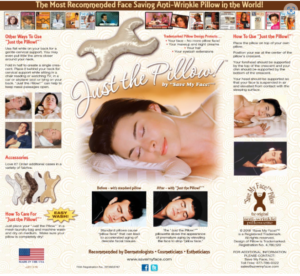 Anti-wrinkle pillow advertisement with before and after images.