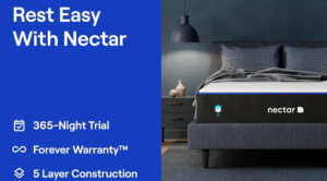 Nectar mattress ad with trial period and warranty details.
