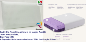 neoplano memory foam pillow and Innovative Purple Pillow with comfort grid.